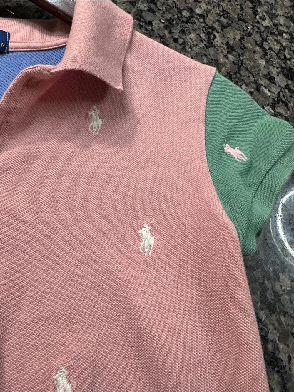 Polo by Ralph Lauren Pink Polo Colorblock dress with cap Sleeves cotton knit